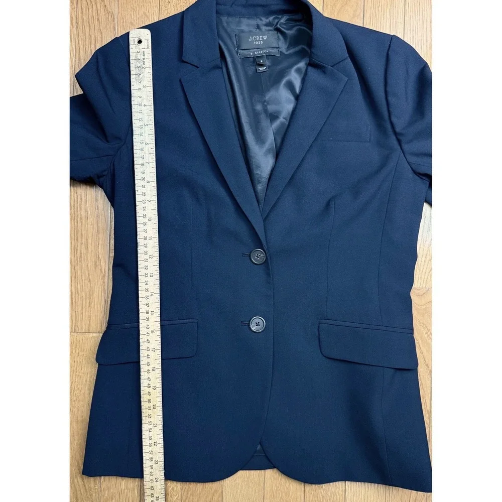 J. Crew 1035 Bi-Stretch Wool Blazer Navy Blue Two-Button Jacket Size 6 95961